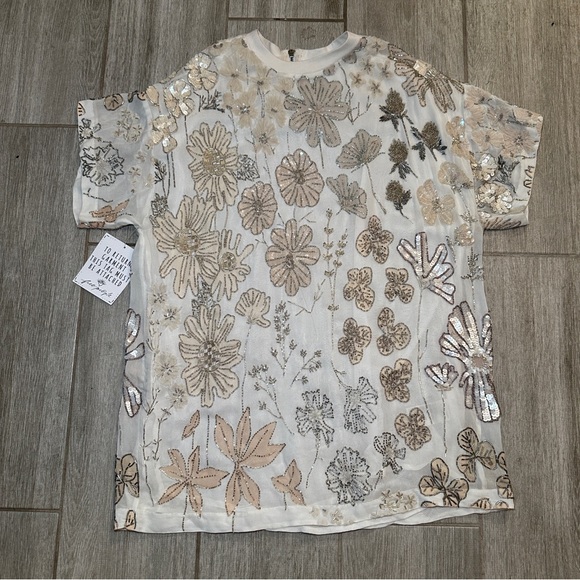 NWT Free People Jewel Mini Dress Small Snow White Combo - Picture 4 of 6